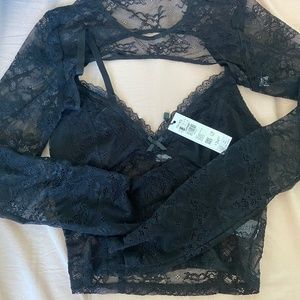 Long sleeve lace 2 pieces corset